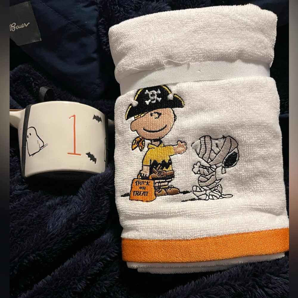 Halloween Themed Embroidered Towel and measuring cup set